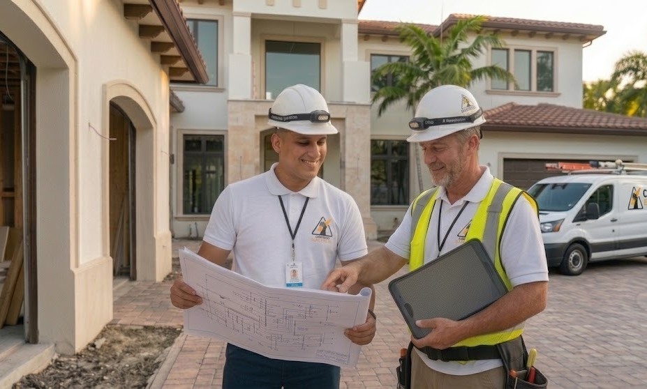 Licensed electrical contractor from Current Electrical FL managing a design-build project site