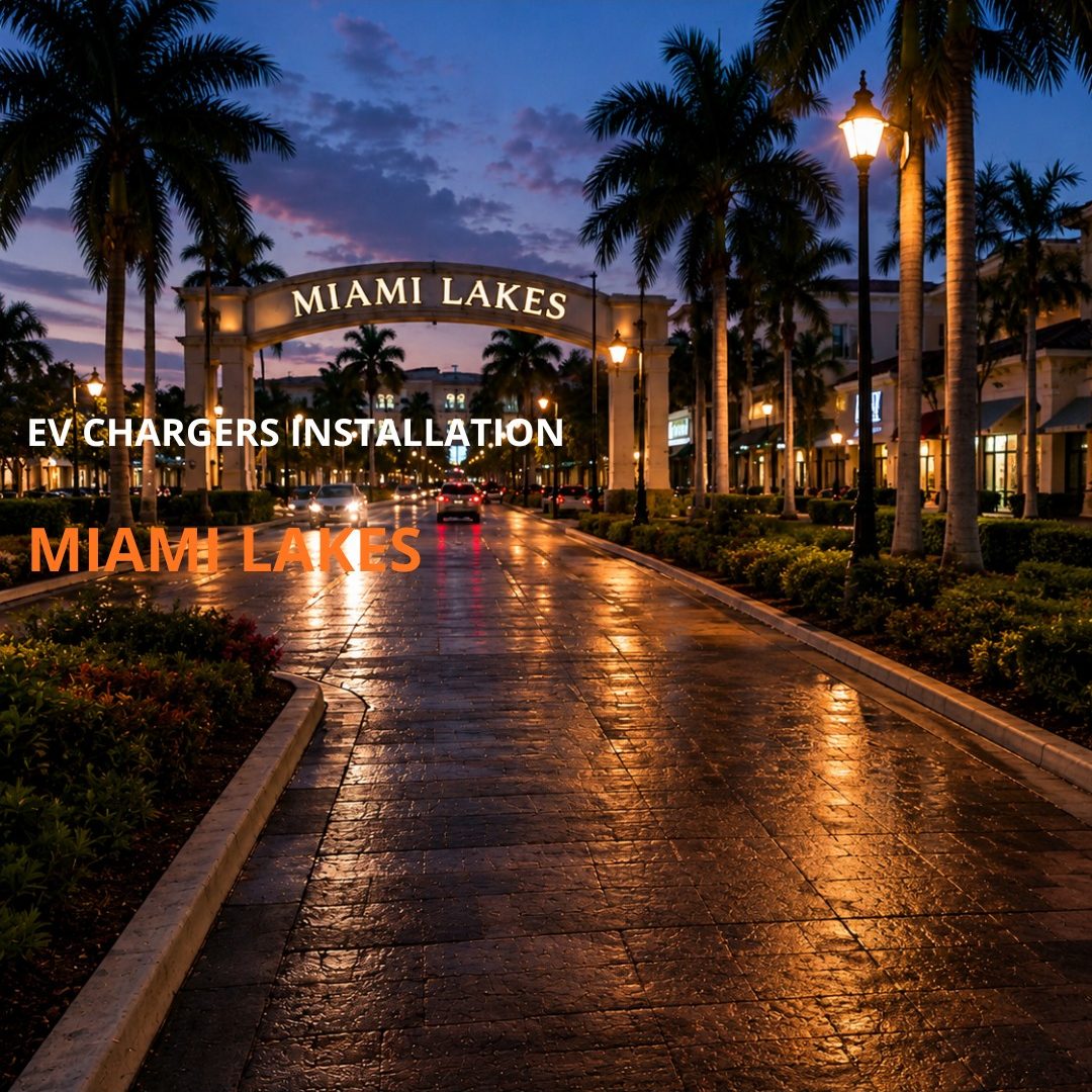 Licensed electrician installing EV charger in Miami Lakes FL