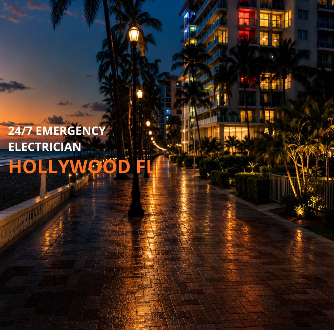 Emergency electrician responding to urgent electrical call in Hollywood FL