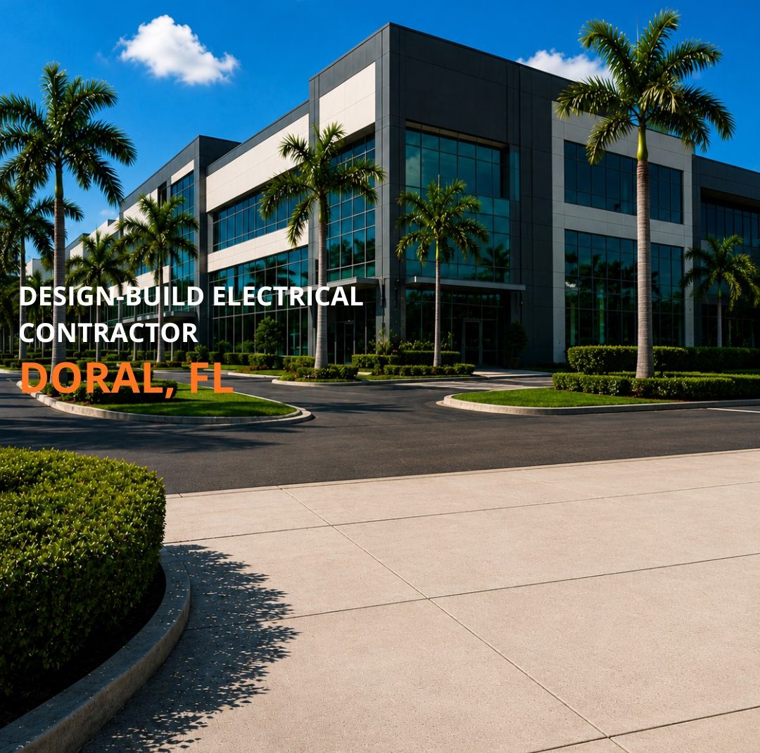 Professional design-build electrical contractor planning commercial project in Doral FL