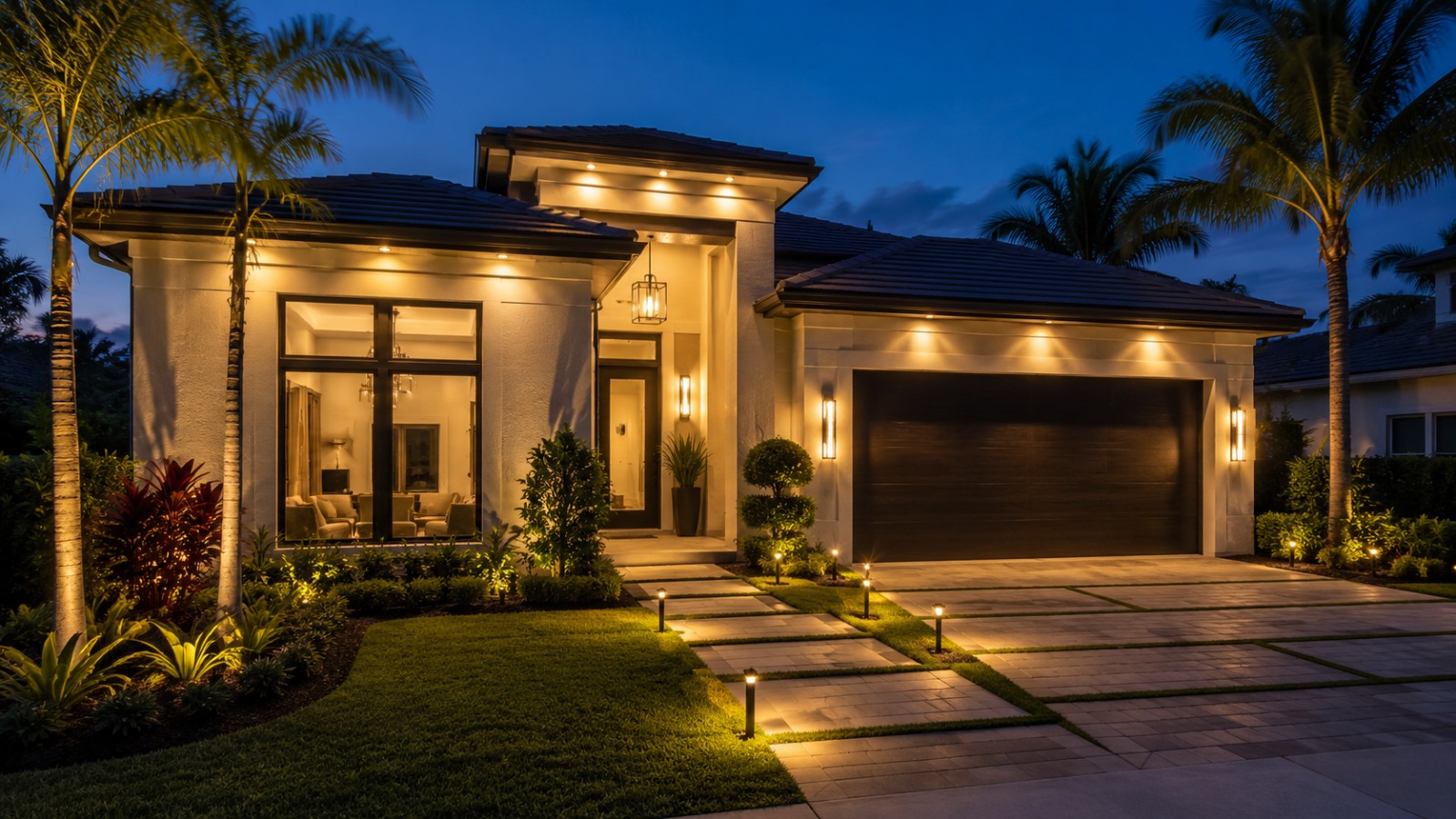 Modern kitchen lighting installation in Miami showing recessed lights and under-cabinet lighting