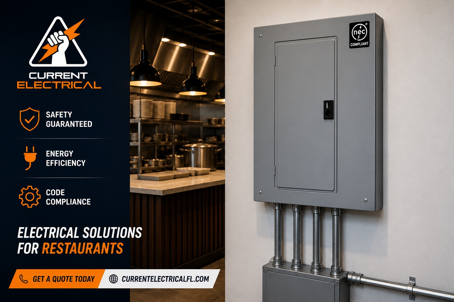 Restaurant electrical panel upgrade for a commercial kitchen in Miami-Dade and Broward